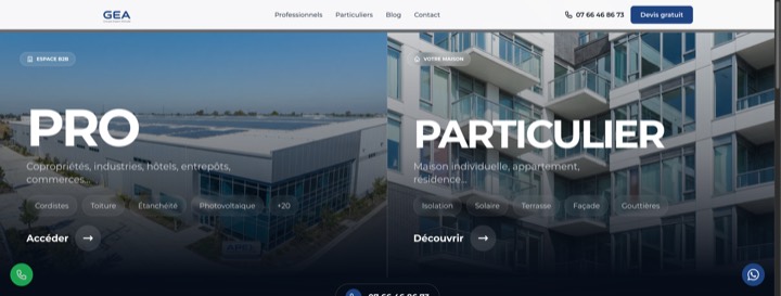 Le site de Groupe Expert Altitude, spécialiste des travaux d'accès difficile, conçu par Digiflow.
