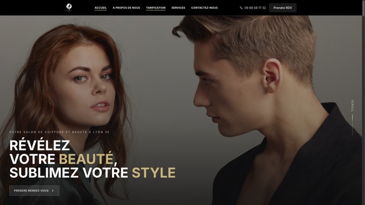 Page d'accueil du site Hair Beauty Angels