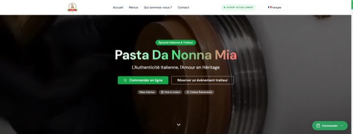 Site de Pasta da Nonna Mia, réalisation Digiflow