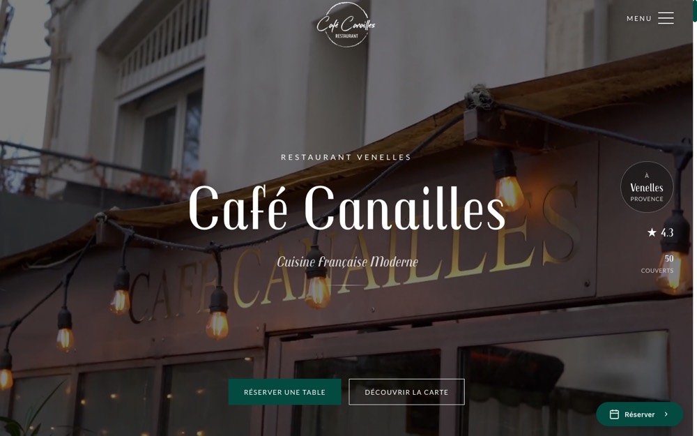 Le site de Café Canailles après refonte, Top 3 sur Google en 6 mois