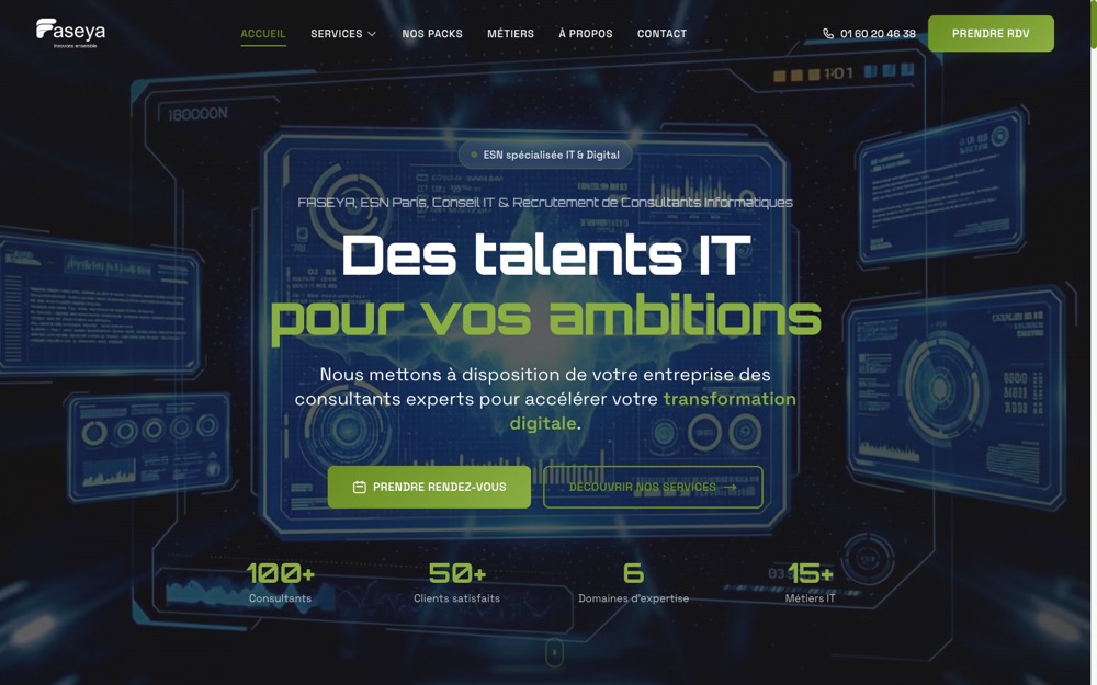 Site de Faseya, ESN à Paris, réalisation Digiflow