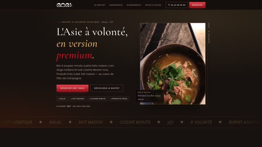 Site de Gogi, restaurant coréen à Plan de Campagne, réalisation Digiflow