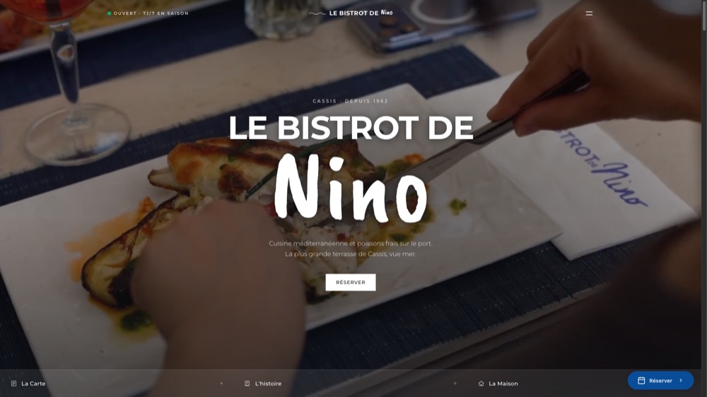 Site du Bistrot de Nino à Cassis, réalisation Digiflow