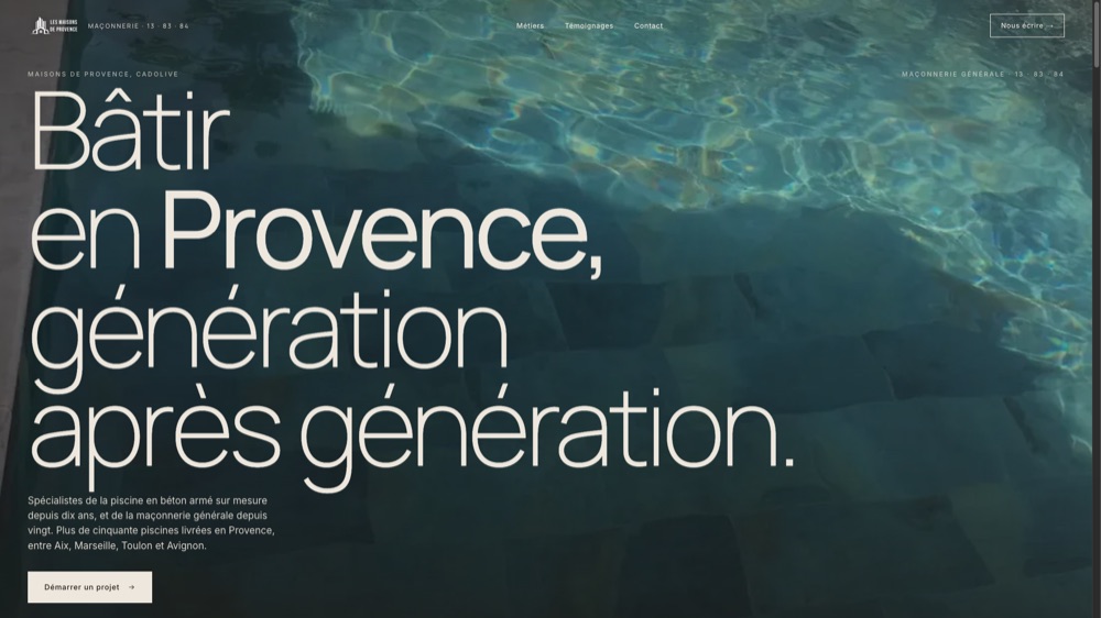 Site de Maisons de Provence, piscines en béton armé et maçonnerie générale, réalisation Digiflow