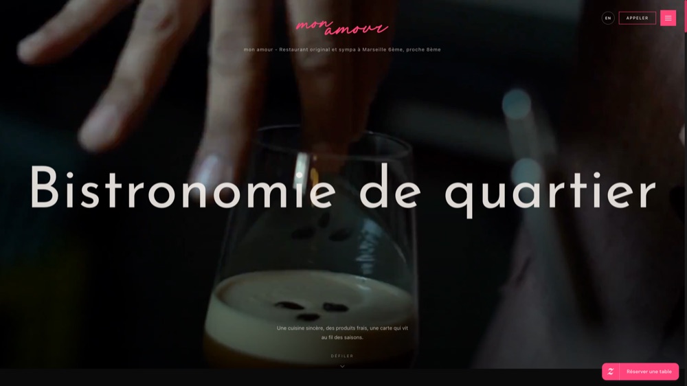 Site de Mon Amour, restaurant à Marseille, réalisation Digiflow